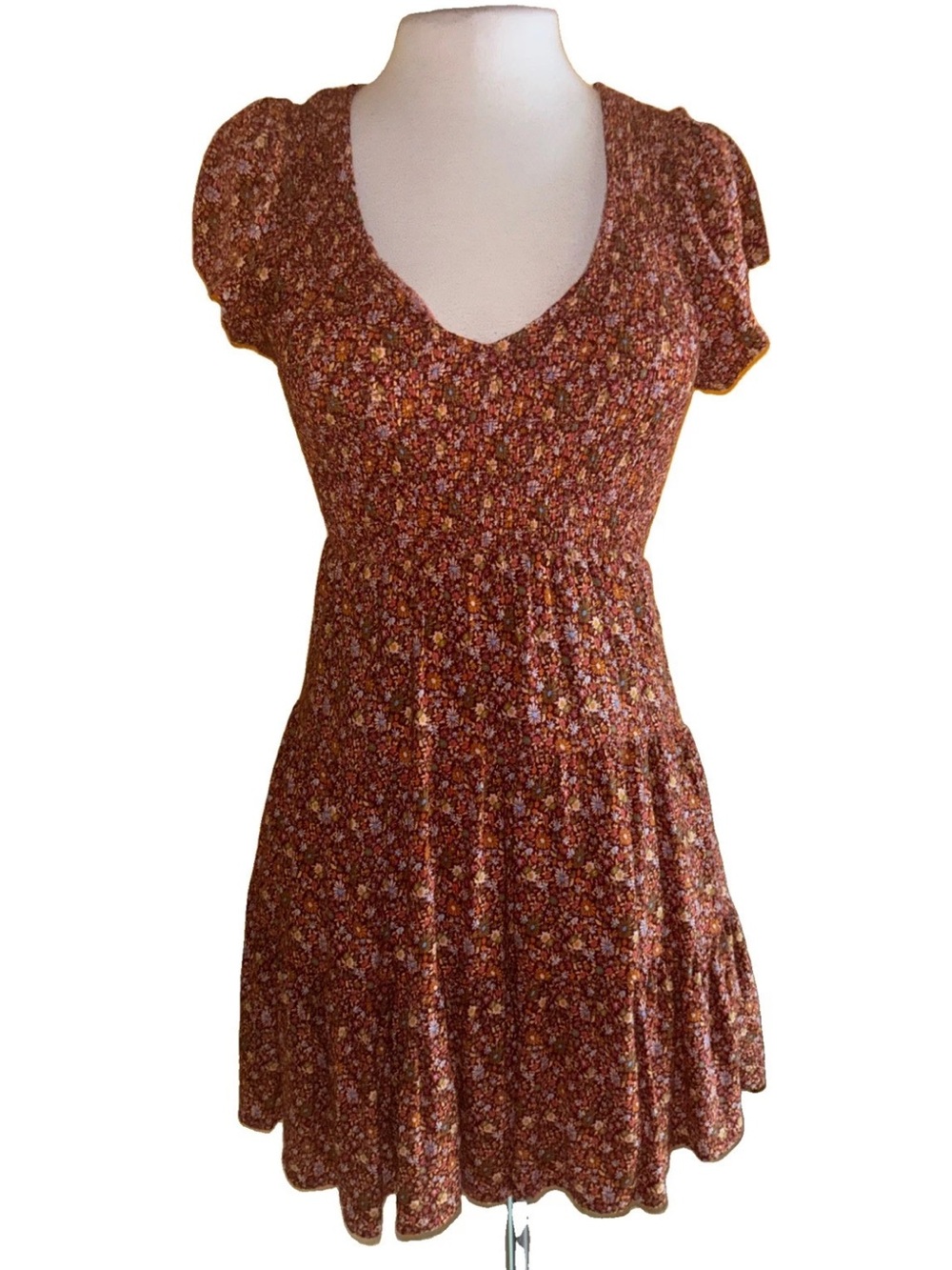 Altar'd State Rust Floral Smocked Dress